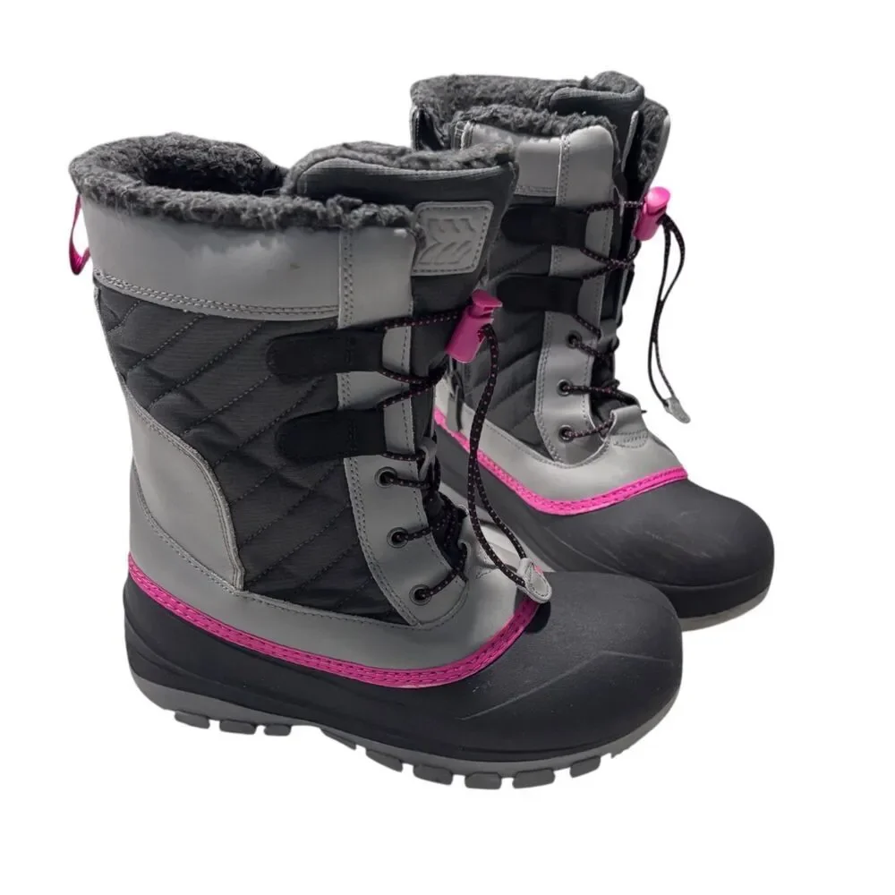 All in Motion | Girls Black Grey Thermolite Ecomade Winter Snow Boots Size 4